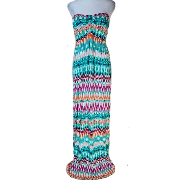 Kenneth Cole Reaction Dresses & Skirts - Kenneth Cole Reaction Strapless Maxi Dress Women's XL Ikat Boho Colorful Beach